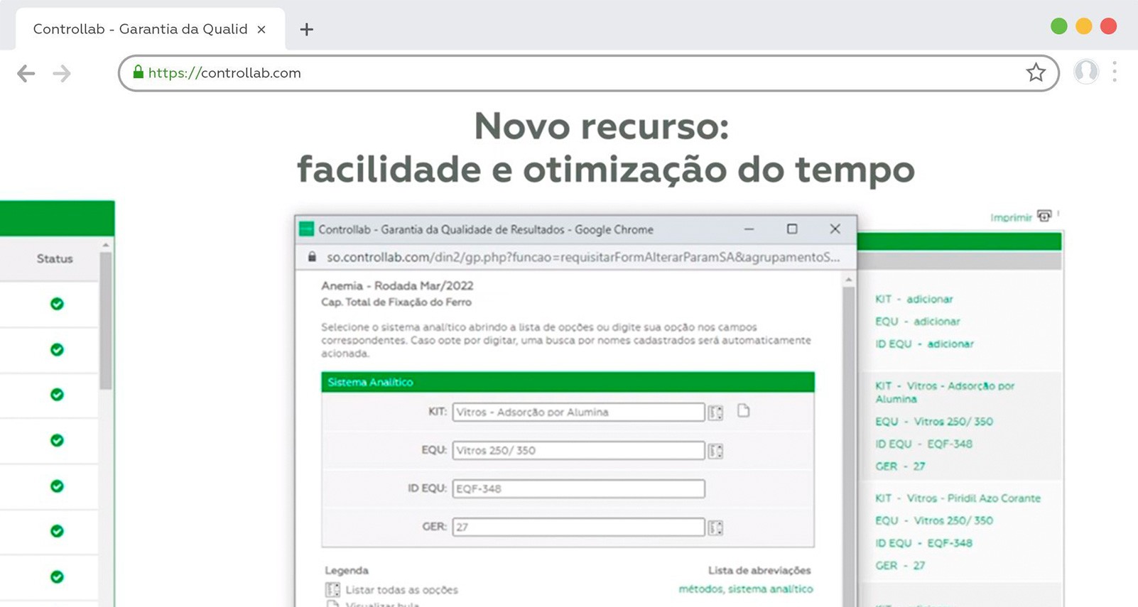 novo recurso sistema analitico